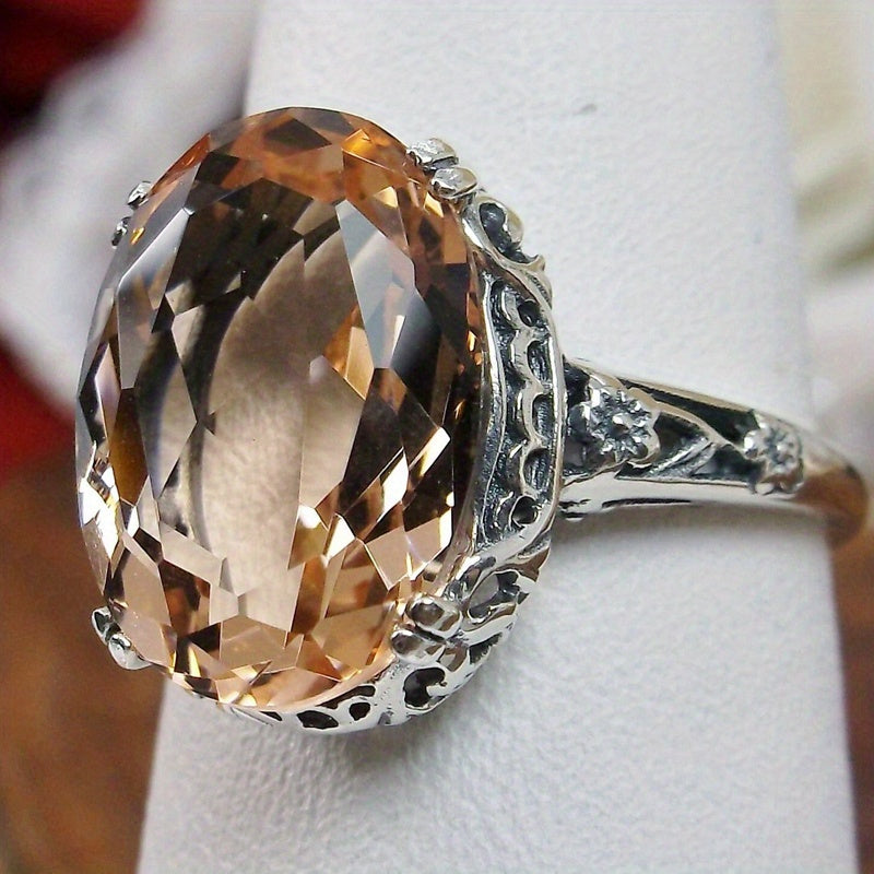 Custom Oval-Cut Morganite Vintage Filigree Ring