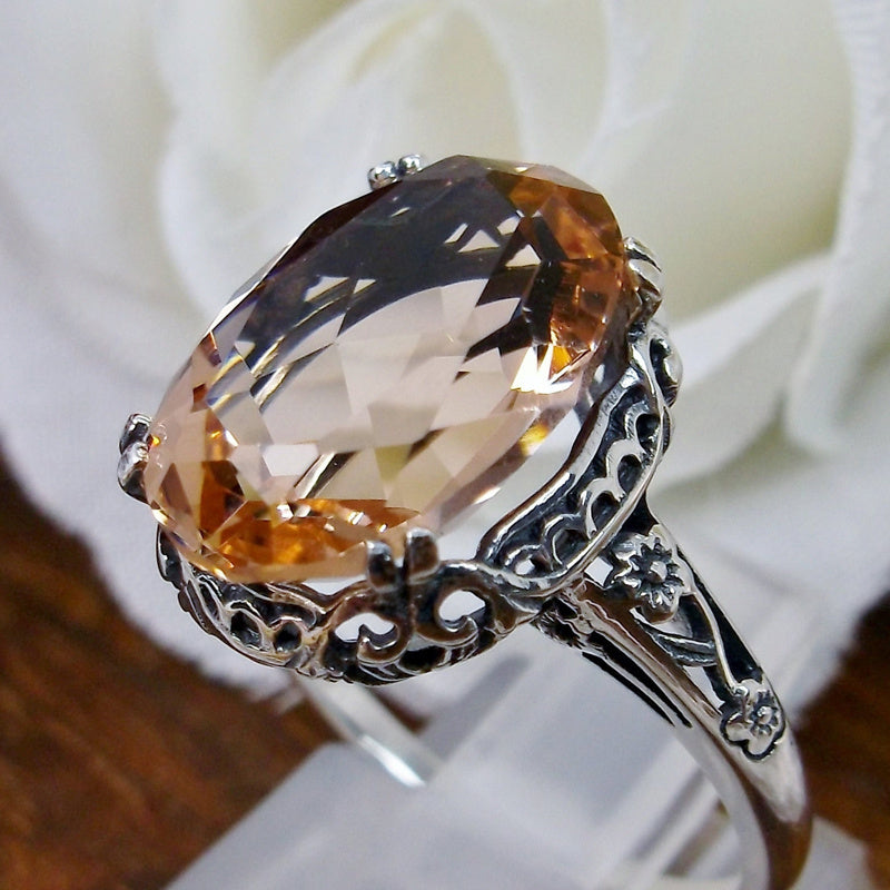 Custom Oval-Cut Morganite Vintage Filigree Ring