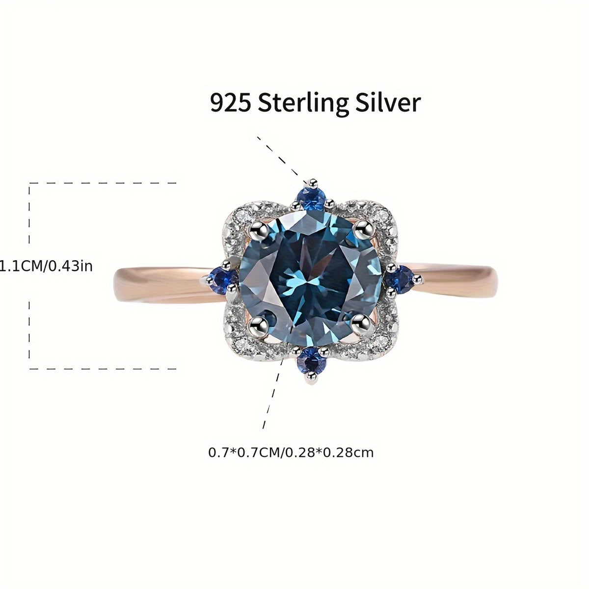 Custom Round-Cut London Blue Topaz Two-Tone Halo Ring