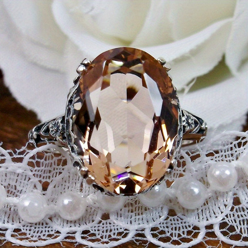 Custom Oval-Cut Morganite Vintage Filigree Ring