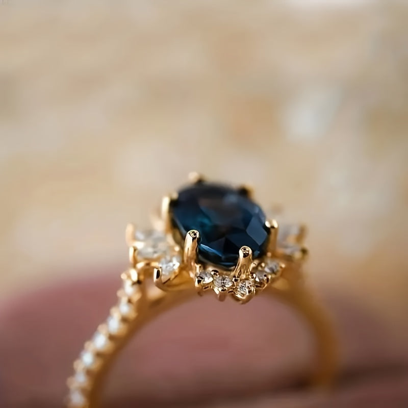 Custom Oval-Cut Sapphire Vintage Floral Halo Ring