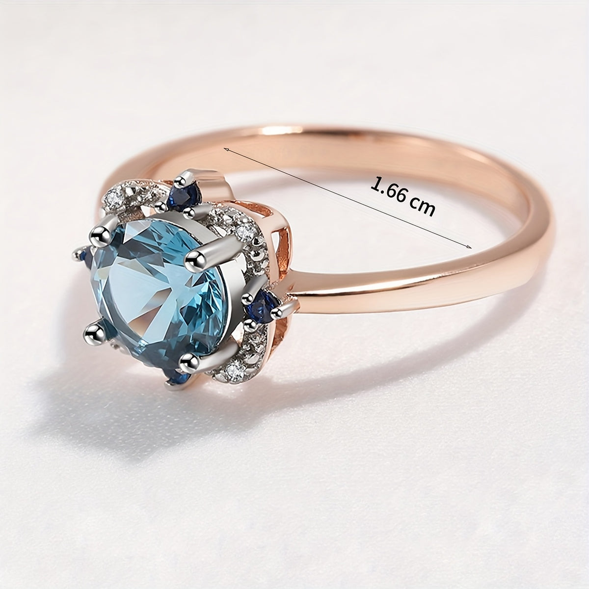 Custom Round-Cut London Blue Topaz Two-Tone Halo Ring