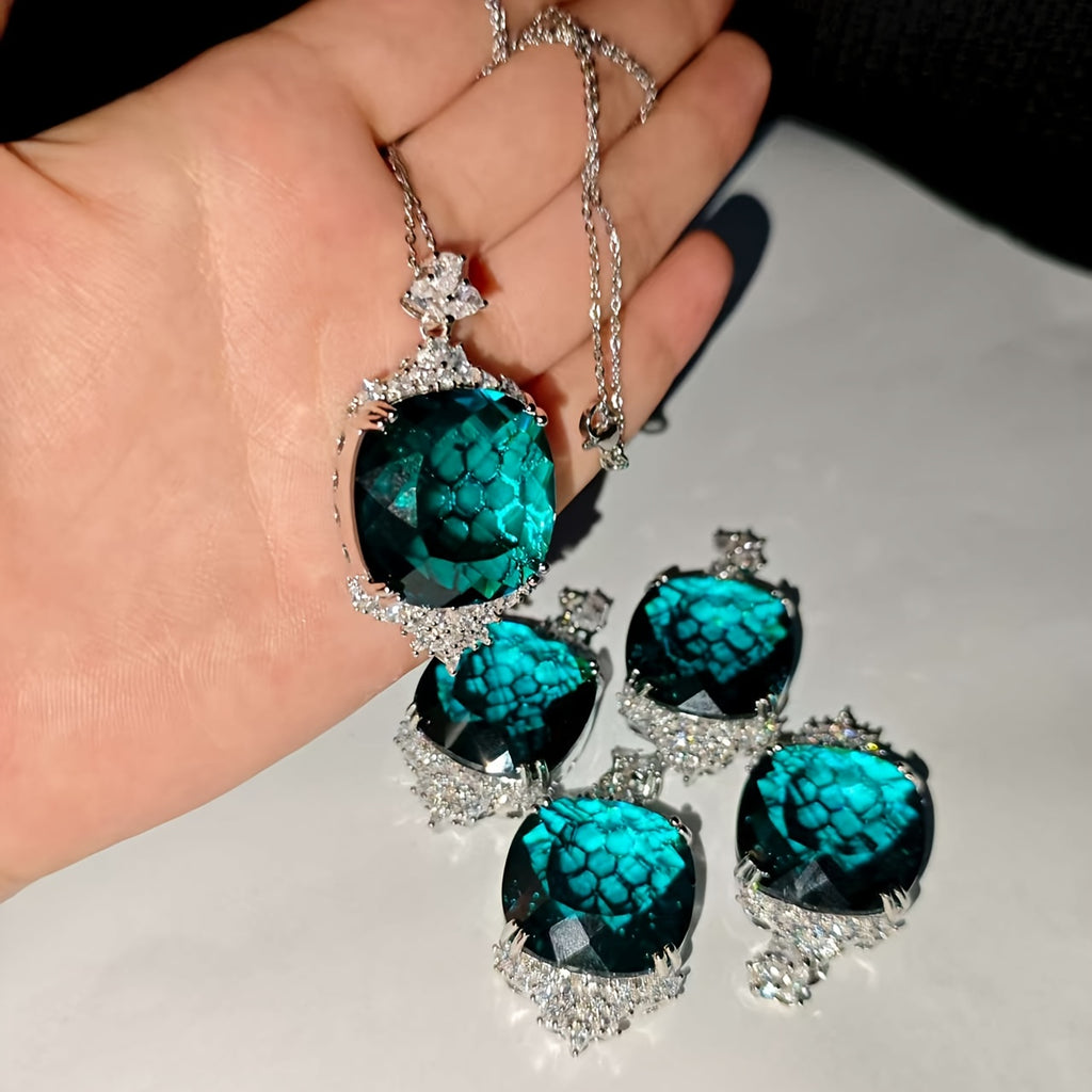 Custom Cushion-Cut Paraiba Tourmaline Halo Pendant Necklace